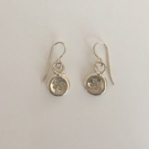 Silver button earrings